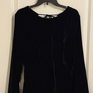Free People, Chelsey Long Sleeve Black Velvet dress, Size Large